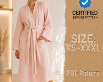 Women Robe Sewing Pattern, Bath Robe Beginner Pattern, Kimono Sewing Pattern, Beach Cover Pattern, Bathrobe Pattern, Women Sewing Pattern