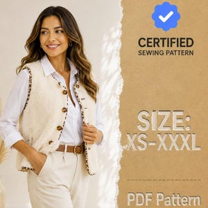 Naaipatroon voor een vest voor dames | Patroon voor een top met knoopjes | Vestpatroon | Naaipatroon voor een top | Naaipatronen voor dames | Teddyvest XS-XXXL