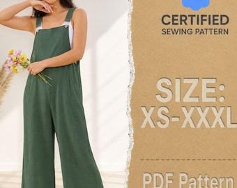 Jumpsuit Sewing Pattern / XS-XXL / Overalls pattern / Women Jumpsuits Loose Trouser / Jumpsuit PDF Pattern / Dungaree Pant / |Sewing Pattern