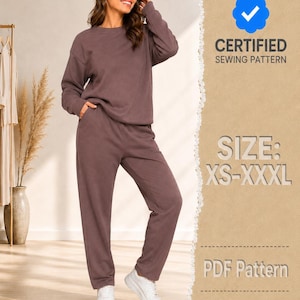 Loungewear Set Pattern, Joggers Pattern, Sweatshirt Pattern, Women Pattern, Sweatpants Pattern, Lounge Set, Cozy Patterns, Beginner Patterns