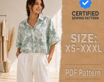 Patron de couture pour chemise, Patron de chemise femme, Patron de crop top, Patron de couture, Patron de couture femme, Patron de chemise, Patron de couture pour débutants