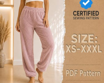 Cozy Pajama Pants pattern, Pajama Pattern, PJ Pants pattern, Pajama Pattern, Lounge Pants Sewing Pattern PDF, Sewing Pattern for Women