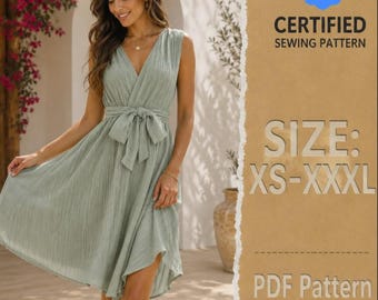 Dress Sewing Pattern, Womens Dress Pattern, Summer Dress Pattern, Sleeveless Dress, Prom Dress, Sewing Pattern Women Dress PDF XS-XXXL