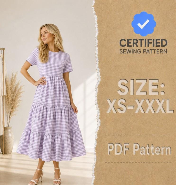 Dress Sewing Pattern for Women (XS-XXXL), Tiered Dress, Summer Dress, Maxi Dress, Dress with Tiers, Easy Dress, Casual Dress