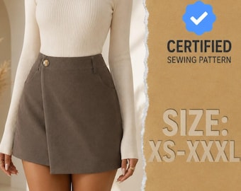 Skort Sewing Pattern, Skirt Shorts Pattern, Mini Skirt Sewing Pattern, Shorts Pattern, Womens Skirt, Sewing Patterns, Women Patterns