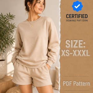 Loungewear Set Sewing Pattern for Women, Sewing Patterns, Lounge Set Pattern, Sweatshirt pattern, Sewing Patterns for Women, Shorts Pattern