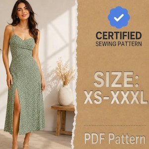 Slit Dress Pattern, Dress Pattern, Women Pattern, Strappy Dress, Prom Dress, Elegant Dress, Summer Dress Pattern, Sewing Patterns