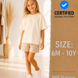 Molde para camiseta (6 meses a 10 anos), Molde unissex para camiseta, Molde para camiseta infantil, Camisa, Molde infantil, Molde para costura para iniciantes