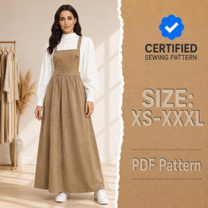 Pinafore Dress Pattern- XS-XXXL - Apron Pattern - Apron Sewing Pattern - Pinafore Dress - Sewing pattern PDF - Cottage Dress pattern women