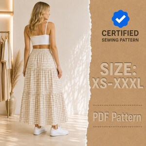 Tiered Maxi Skirt Sewing Pattern | Skirt Pattern | Women Skirt Pattern | Sewing Patterns | Women Sewing Pattern, Long Skirt Pattern