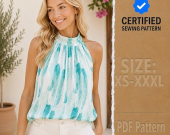 Halter Neck Top Sewing Pattern, Top Pattern, Women Sewing Pattern, Blouse Pattern, Halter Top Sewing Pattern, Top Blouse Women Sewing