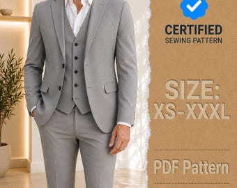 Men Jacket & Vest Sewing Patterns | Suit Jacket Pattern Men | Men Blazer | Men Sewing Pattern | Suit Pattern For Men | Men Vest Waistcoat