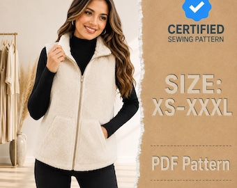 Teddy Vest Pattern, Sewing Patterns, Women Pattern, Jacket Pattern, Winter Pattern, Vest Pattern, Jacket Vest Sewing Pattern for Women