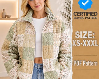 Jacket Sewing Pattern for Women | Coat Pattern | Sewing Patterns | Women Sewing Pattern Patchwork | Beginner Jacket, Quilted Jacket