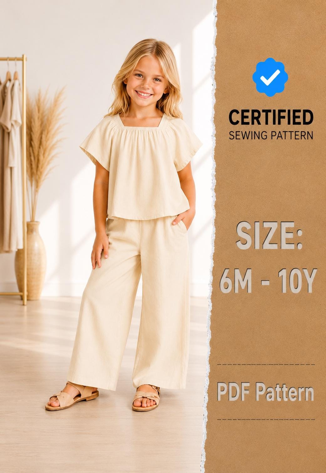 Top & Pants Set Sewing Pattern (6M-10Y), Girls Top Pattern, Pants Pattern for Kids, Kids Pattern, Beginner Sewing Pattern, Pattern Toddlers