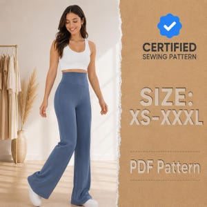 Yoga Pants Pattern, High Waist Pants Sewing Pattern, Flare Leg Pants Pattern , Flare Leggings, Leggings pattern, Women Patterns