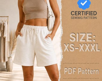 Jogger Shorts Pattern | Women Shorts Pattern | Sewing Pattern Shorts | Elastic Waistband Shorts |Wide Leg Shorts for Women | Joggers Pattern