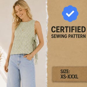 Side Tie Top Sewing Pattern, Side Tie Blouse, Beginner Friendly (XS-XXXL)