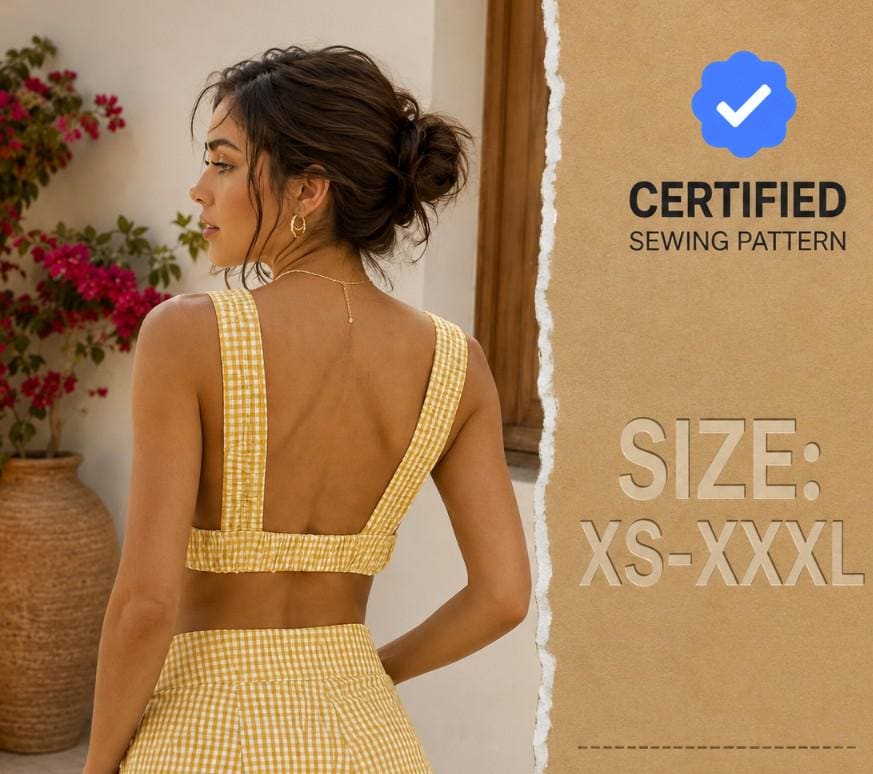 Crop Top Sewing Pattern, XS-XXXL, Open Back Top Pattern, Summer Top Pattern, Backless Top, Top Sewing Pattern PDF, Easy Top pattern
