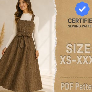 Overall Dress Sewing Pattern, Dress Pattern, Sewing Patterns, Women Dress Pattern, Midi Dress pattern, Milkmaid Dress Pinafore Dress