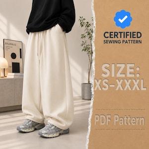 Molde para calças jogger largas masculinas, molde para calças jogger masculinas, molde para costura masculina, molde para calças de moletom, molde para calças masculinas