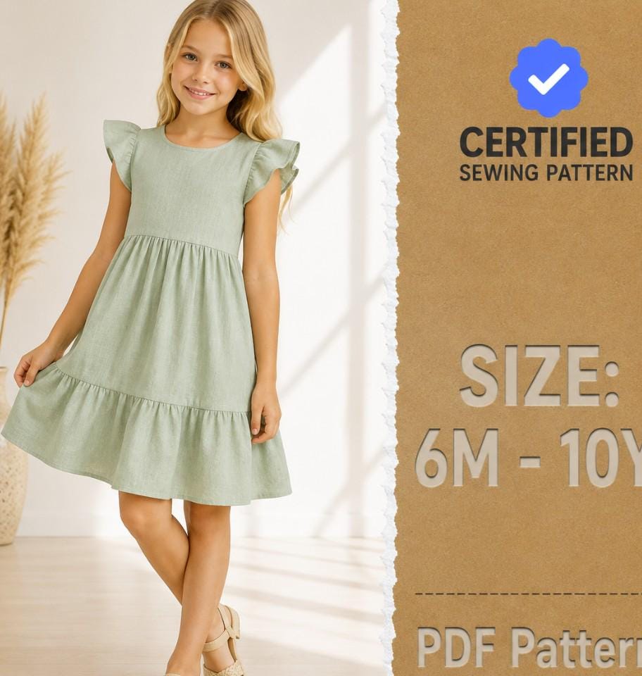 Dress Sewing Pattern (6M-10Y), Dress for Girls, Dress Pattern for Kids, Kids Pattern, Beginner Sewing Pattern, Pattern Toddlers