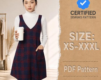 Dress Pattern - Jumper Pattern - Pinafore pattern - Pinafore dress pattern - Jumper Dress Pattern - Sewing Pattern - Women sewing pattern