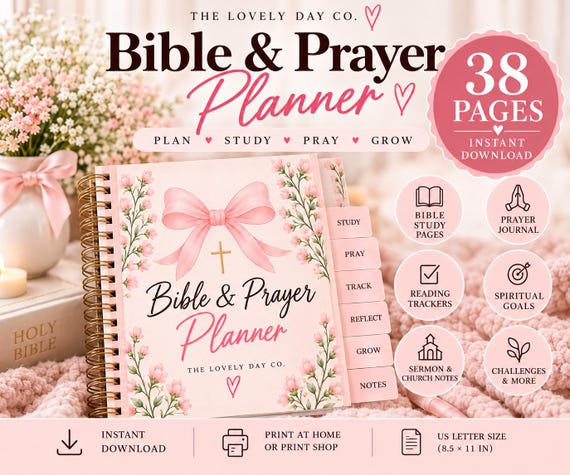 Bible & Prayer Planner Printable | Christian Faith Journal (Digital Download)
