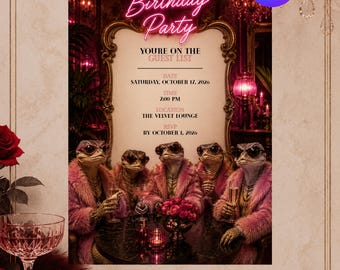 Mob Wife Birthday Invitation, Y2K Party Invite, Editable Canva Template (Instant Download)