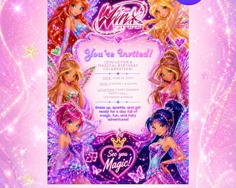 Winx Club Fairy Birthday Invitation Template, Magical Canva Party Invite (Digital Download)