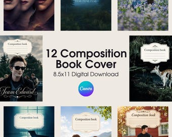 Vampire Composition Notebook Cover, Misty Forest Gothic Journal Design, Printable Book Cover, Digital Download
