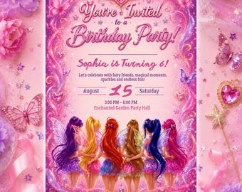 Winx Inspired Fairy Birthday Invitation Template, Magical Canva Party Invite, Editable Invitation