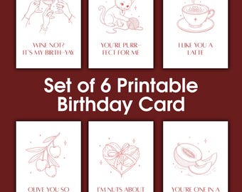 Funny Printable Birthday Cards Bundle, Greeting Cards, Instant Download Card