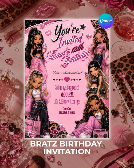 Y2K Birthday Invitation Template, Y2K Party Invite, Editable Canva Invitation, Instant Download