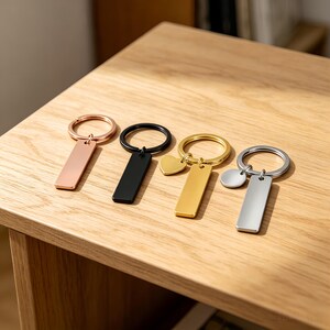 Personalized Metal Keychain Bulk  Custom Engraved Bar Keyring Blank Stainless Steel Key Chain Wedding Favor, Birthday Gift  Promotional Item