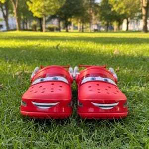 Car Clogs Tuning Edition | With Spoiler & Exhaust | Red Slippers | Women's/Men's