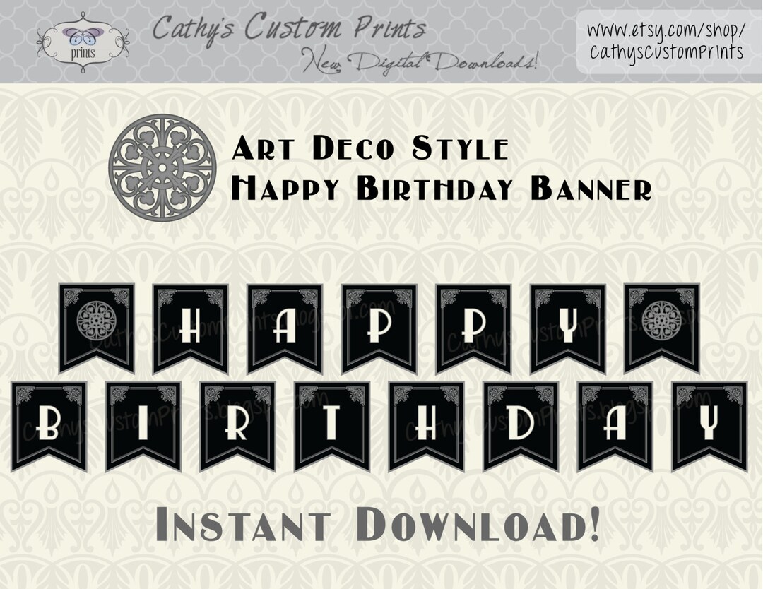 Art Deco, the Roaring 20's Printable Banner in Silver, Party Decor ...