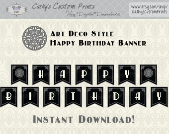 Art Deco, The Roaring 20's Printable Banner in Silver, Party Decor, Roaring 20's, Instant download