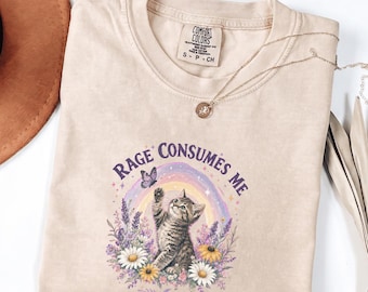 Rage Consumes Me Shirt, Gothic Cute Cat Comfort Colors Tee, Sarcastic Mood Graphic Tee, Dark Aesthetic Cat Shirt, Funny Cat Lover Gift