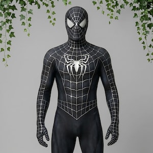 Black Spider Suit Cosplay | Tobey Maguire Symbiote Inspired Costume | Full Body Zentai Bodysuit | Comic Con Fan | Premium Hero Outfit