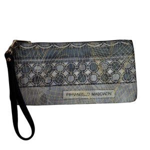 Bolsa carteira de luxo italiana Pierangelo Masciadri com zíper e alça de mão de seda