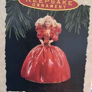 Barbie 1993 Vintage Hallmark Keepsake Christmas Ornament #1 First Series Red