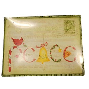 Kerstkaart Ansichtkaart "Peace" Dienblad voor Candy Nuts Snuisterijen Keys Vintage 80-90s