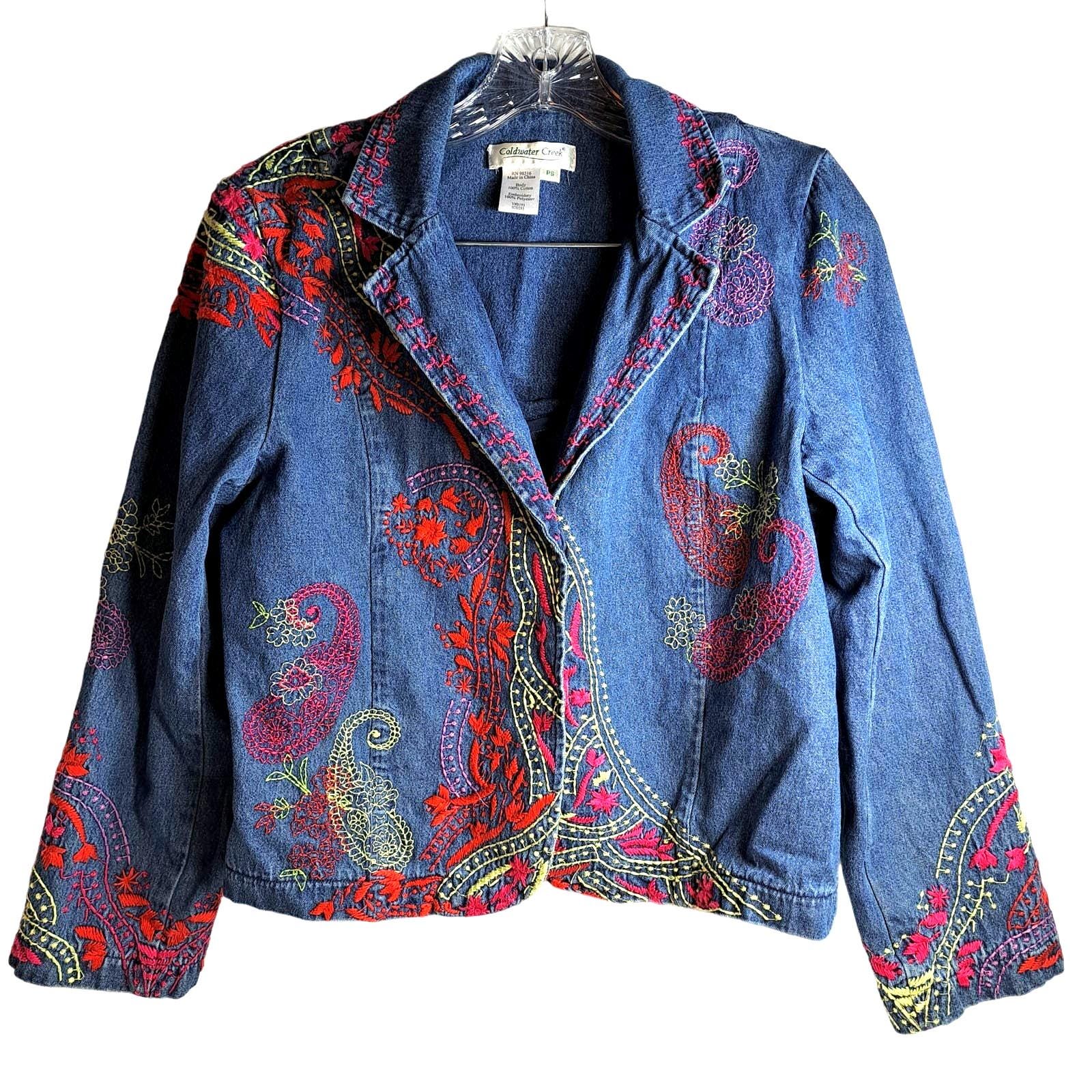 Coldwater Creek Embroidered Denim Jacket - Etsy