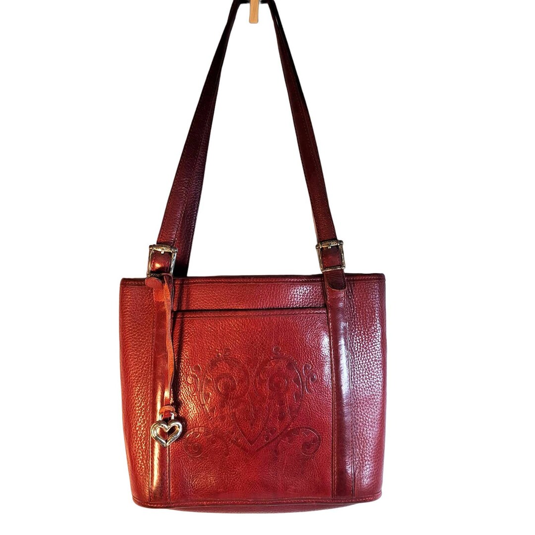Vintage Brighton Shoulder Bag Red Leather Embossed Leather Etsy