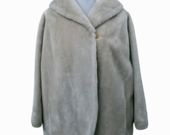 Veste en fausse fourrure Borana Deluxe vintage des années 1960 pour femme Sz M L beige manteau femme