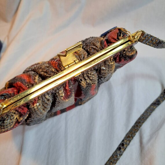 Vintage Colombetti Milano Python Snakeskin Handba… - image 5