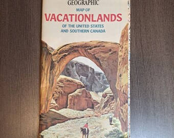 National Geographic Map Vacationlands of the West Ephemera Vintage 1966