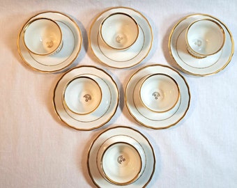 Vintage Czechoslovakian Bohemian 12 Piece Demitasse Set White Gold Moon Stars