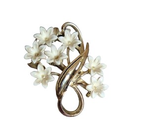 Vintage 60s-70s flor ramo broche pin ligero 1,75 pulgadas